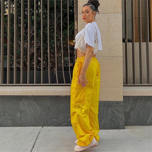 Womens Cargo Low Waist Pants Casual Elastic Waist Pants Autumn Trousers New - Picture 19 of 75