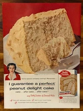 Vintage 1956 Betty Crocker Print Ad Peanut Delight Cake Mix General Mills