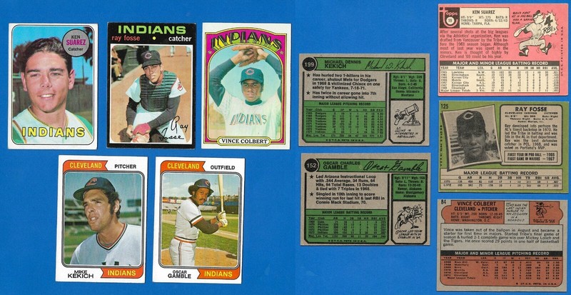 1969-74 Topps Cleveland Indians 5 card lot, all different players, Gamble, Fosse