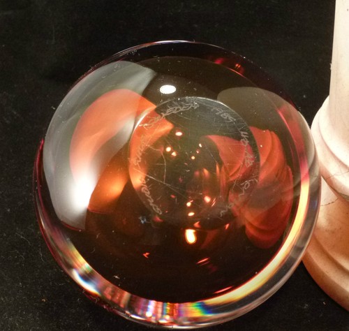 Vintage Paperweight Art Glass AHUS Sweden GRAAL DREUTLER RED ONION Studio heart - Picture 8 of 8