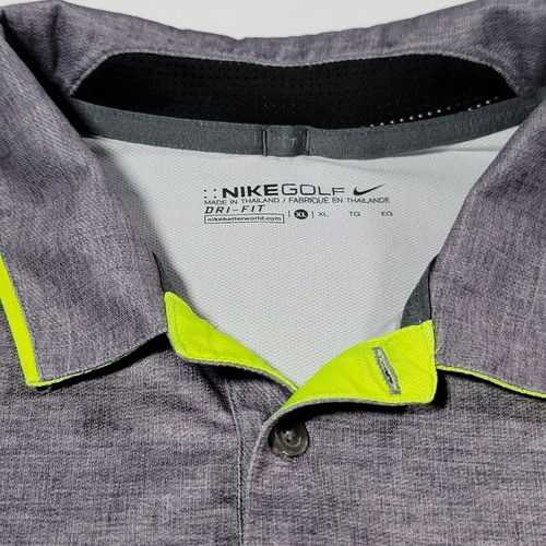 Nike Golf Men's XL Performance Dri-FIT Short Sleeve Polo in Gray/Volt Neon - Picture 10 of 17