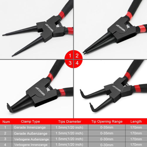 4-teiliges Druckringzangenset, Ringzange... - Bild 5 von 12