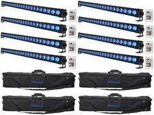 8 Rockville BATTERY STRIP 24 Rechargeable RGBW DMX DJ Wash Light Bars Carry Bags