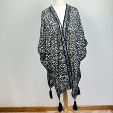 F&F beach cover up large siz 16-18 black white summer holiday embellished tassle