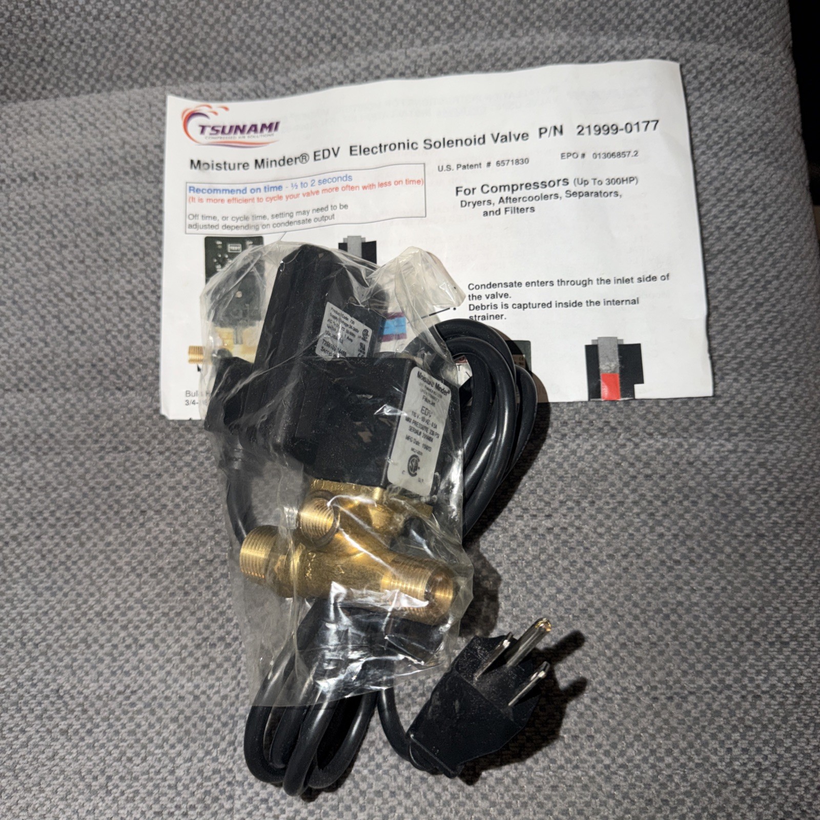 Tsunami 21999-0177 Automatic Timed Electric Drain Valve W/ Built In Strainer   