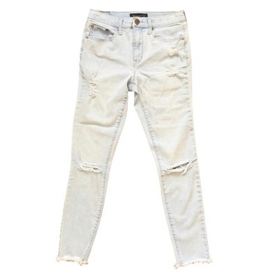 Aeropostale Flex Effects High Waisted Distressed Light Wash Raw Hem Size 4 Jeans