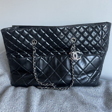 CHANEL Shopping Tote Black Vinyl 
