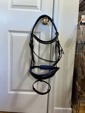 Halter Ego Aria Dark Brown/Ink Blue Snaffle Bridle - FULL - NEW