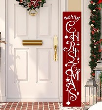 Merry Christmas Red with Star porch sign Welcome for Front Door Porch Deck Pa...