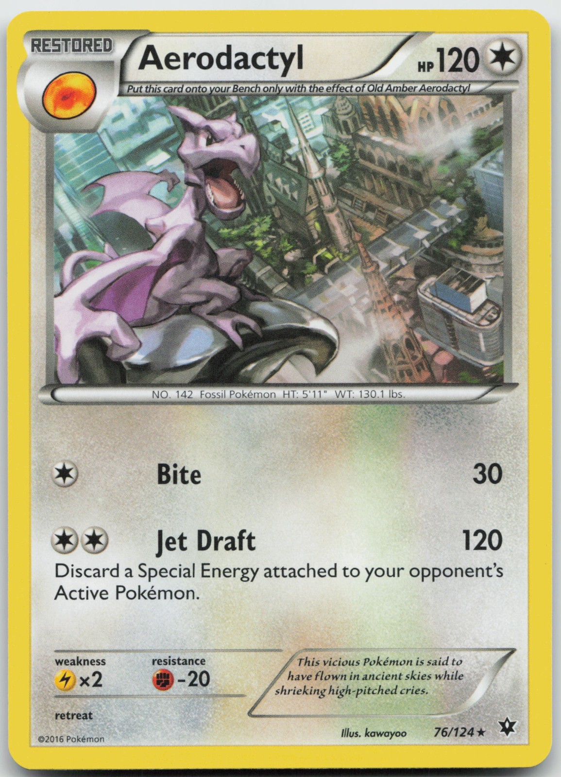 Aerodactyl 76/124 - XY - Fates Collide  - PTCG - LP