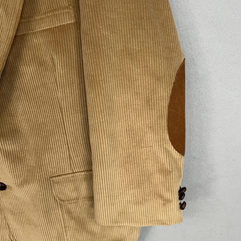 Orvis Jacket Mens 44R Tan Corduroy Elbow Patch Sport Coat Tailored in USA Blazer - Image 4 of 4