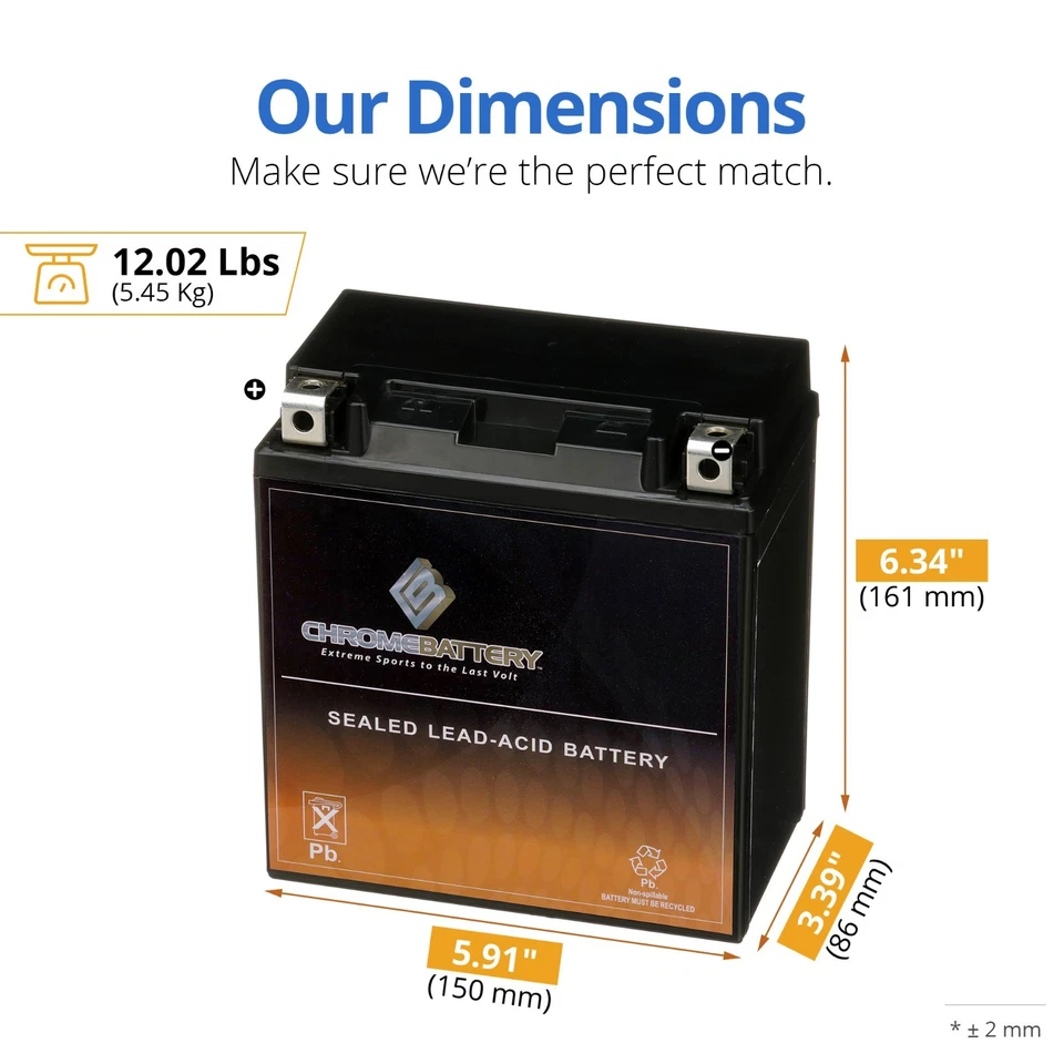 Chrome Battery YTX20CH-BS Battery for Kawasaki Vulcan 1700 Voyager Nomad 2009-19 - Image 2 of 4