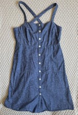 Madewell Chambray Denim Button Front A-Line Midi Dress Sz 10
