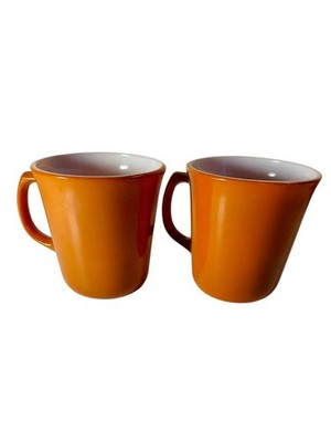 Vintage Corning Corelle Burnt Orange Mugs Set of Two Retro Kitchen Mugs 