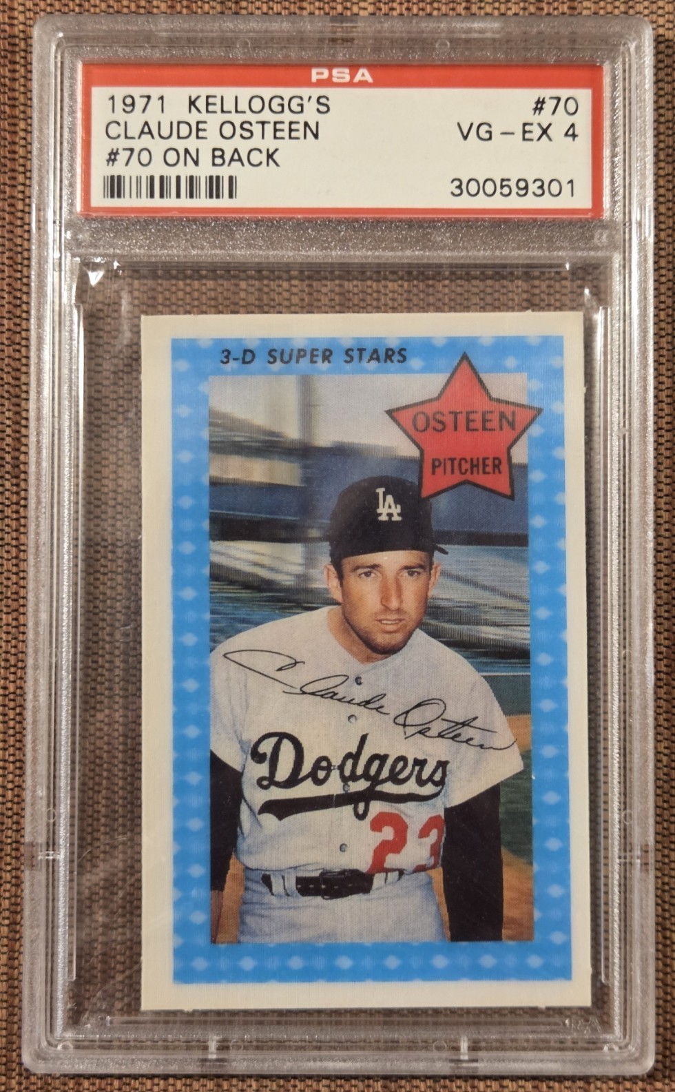 Claude Osteen #70 Baseball Cards 1971 Kellogg's trading card — raw and PSA graded price guide