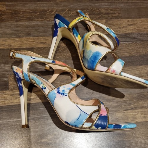 Moda In Pelle Sandal Size 4 (37) multicoloured summer gold party wedding - Picture 6 of 7