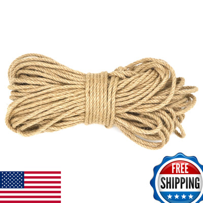 IMROPE 1/4'' 100ft Jute Rope Heavy Duty Natural Twine Clothesline Garden Craft