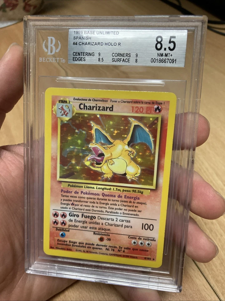 ~ESP~ SPANISH BGS 8.5 Charizard #4 Base Set Beckett Pokemon Card - Image 3 of 4
