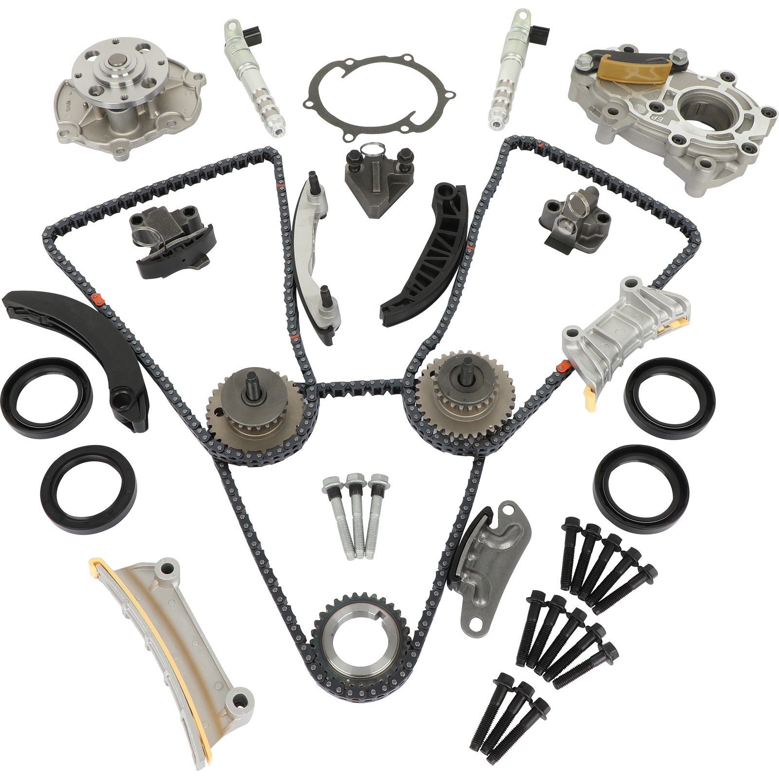 Timing Chain Kit Oil Pump Water Pump VTC Solenoid For 07-16 Cadillac Suzuki 3.6L