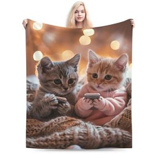 Adorable Cat Blankets Cute Kittens Soft Cozy Flannel Throw Sofa 50x60 Inch