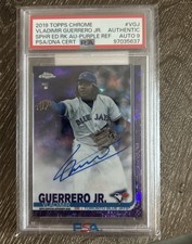 2019 Topps Chrome Sapphire VLADIMIR GUERRERO JR Auto RC Purple #d 05/10 PSA A/10