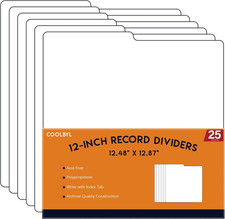 12-Inch Vinyl Record Dividers   25 Pack Album Protector for Records, Books  Col