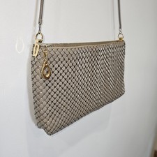 Vintage Tan Mesh Purse Snake Chain Shoulder Strap Art Deco Disco With Flaws