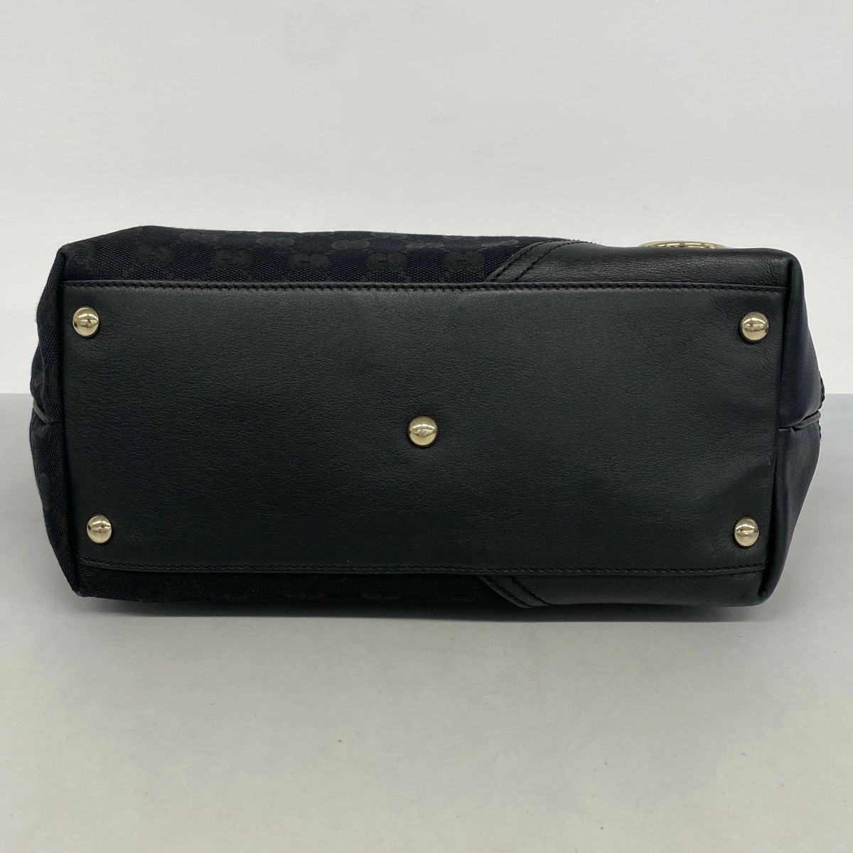 Gucci Interlocking G Canvas Tote Bag Black & Gold thumbnail 3