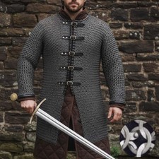 Medieval Chainmail Hauberk 8mm Flat Riveted Rings Mild Steel Armor Shirt