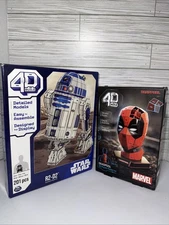 4D Build: Star Wars R2-D2 & Marvel’s Deadpool Spin Master Puzzle Model Kits,NEW