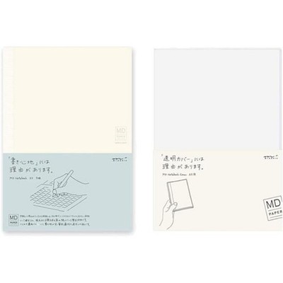 Midori MD Notebook - A5 Grid Paper (15003006) + MD Notebook Cover & Lt; A5 & Gt