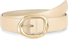 Leather Belt for Women Casual Waist Belt with Gold Buckle Fashion Ladies Belt fo