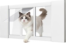 Adjustable 22.83"-34.65" Window Cat Door Weatherproof Aluminum Pet Door