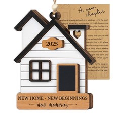 New Home Ornament 2025 with Card, Housewarming Gifts 4x3.2 inches, Wood