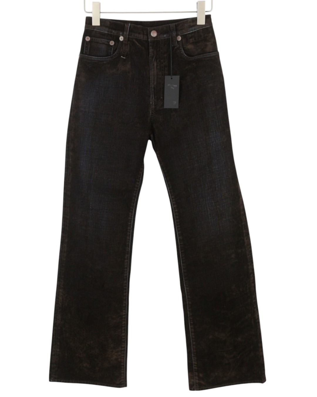 R13 Jean Women Jeans 27 Flocked Brown High Rise Straight Fit Zipper RRP699 I