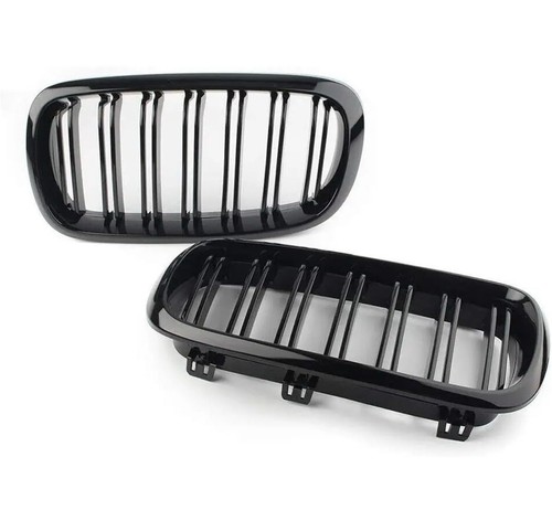 Front Kidney Grill Grille For 2014-2018 BMW X5 F15 X6 F16 Gloss Black Dual Line - Picture 6 of 9