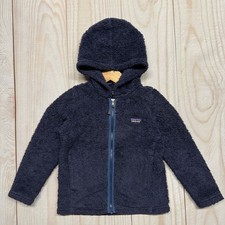 Patagonia Los Gatos Hoody Kids XS 5-6 Sherpa Pile Fleece Jacket Navy Blue