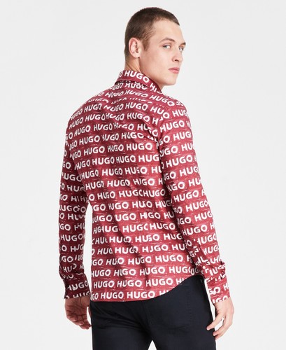 NWT Hugo Boss Ermo Logo Casual Slim Fit Long Sleeve Button Down Shirt Sz M - Picture 3 of 11
