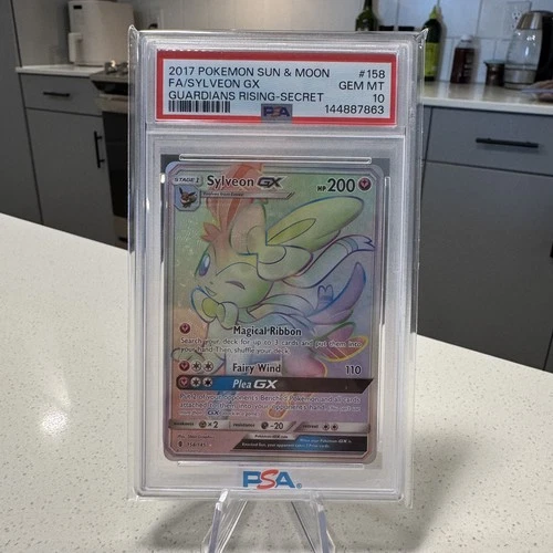 Sylveon GX Secret Rare Full Art Holo 158/145 Guardians Rising Pokemon PSA 10 Gem