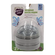 2-Pack Parent's Choice Simplyst Baby Bottle Nipple 6+ Months Fast Flow