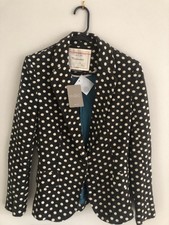 New Tags Anthropologie Cartonnier Donny Blazer Jacket Gray Wool Polka Dot XS