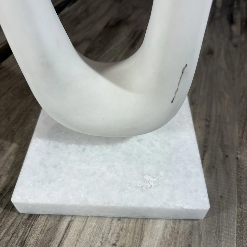 Escultura minimalista de chifre grande Jonathan Adler base de mármore minimalista branco 14,5 - Imagem 2 de 4