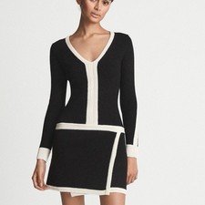 REISS Ellie Color Blocked Knit Bodycon Dress Size Large