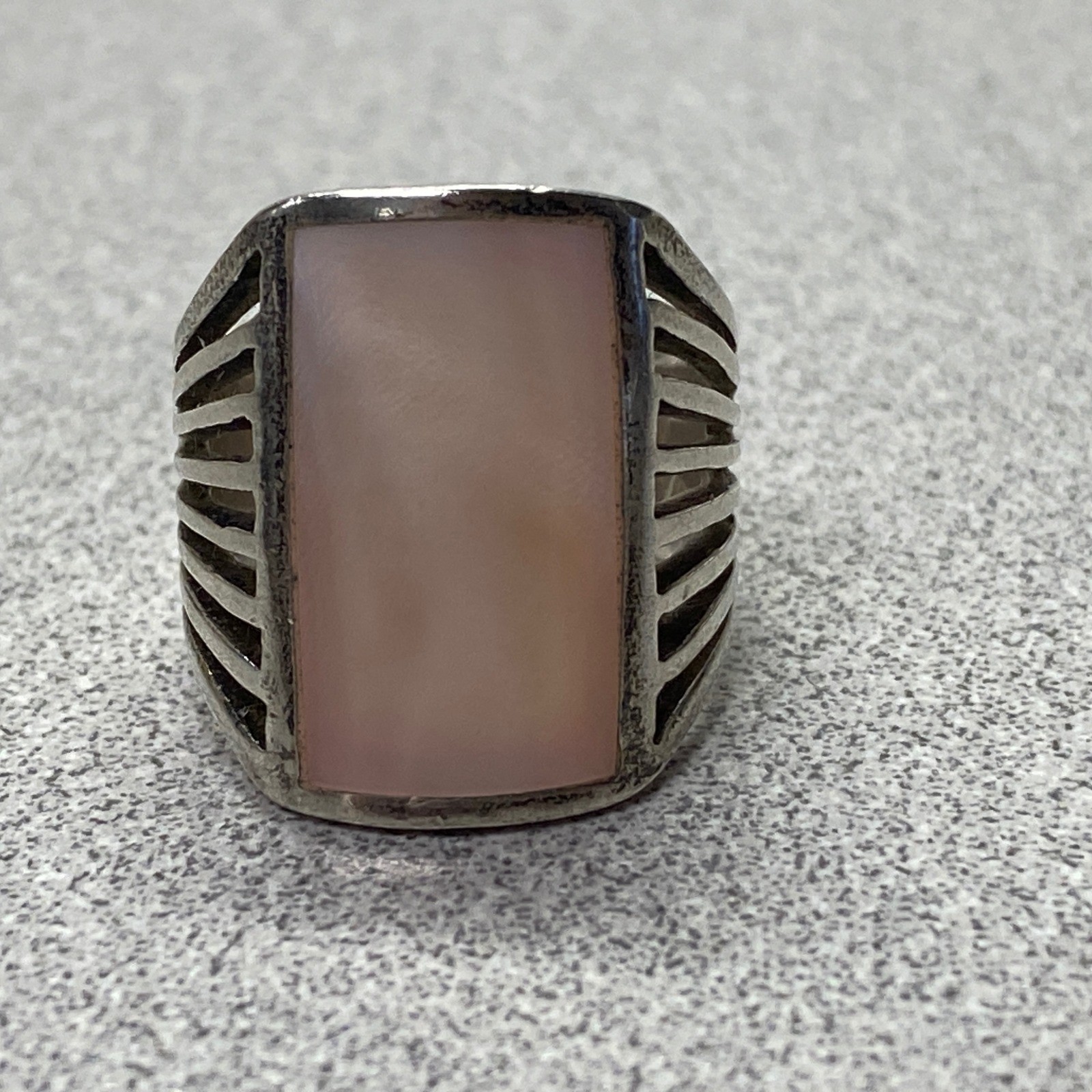 Bold Sterling Silver Statement Piece Ring Rectang… - image 3