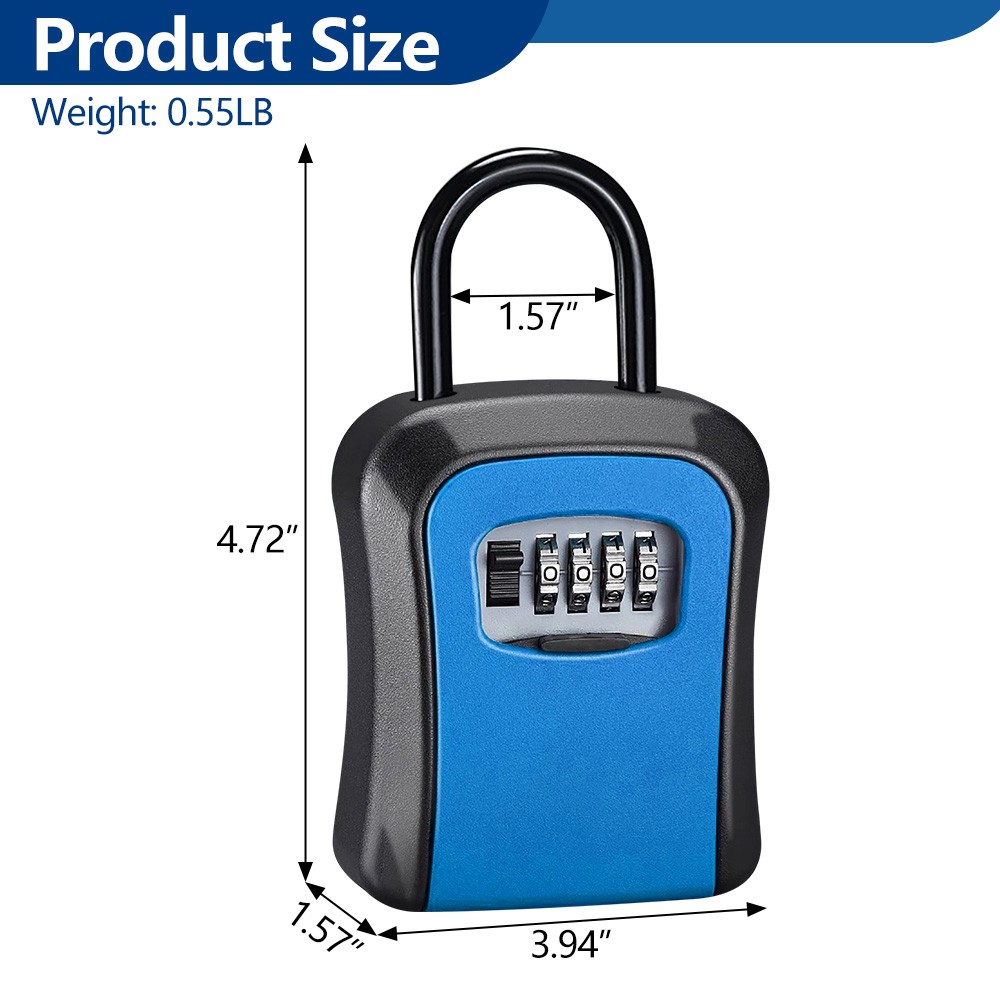 Key Safe 4-Digit Combination Lock Box Wall Mount Storage Safe Security