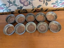 10-VINTAGE GEM METAL JAR RINGS GLASS INSERTS STARBURST PATTERN - CANADA JAR