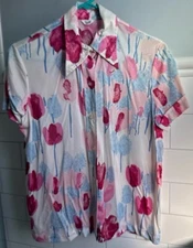 Vintage Vera Newman Top: White, Pink & Blue
