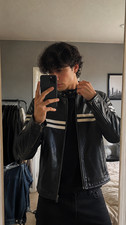 Men Leather Jacket Black Slim fit Biker genuine lambskin jacket