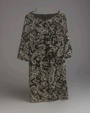 Talbots Dress 3/4 Bell Sleeve Black White Paisley Knee Length Classic Preppy 2