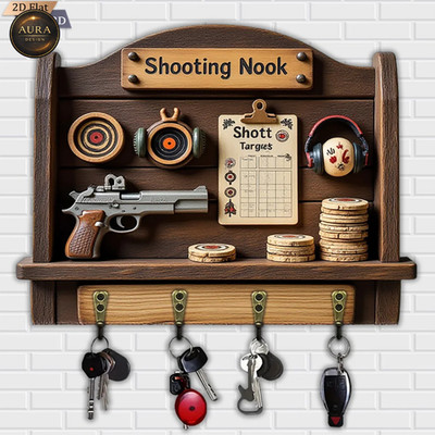Wand Schlüsselanhänger 30cm - Shooting Nook 2D 4 Haken Eingang